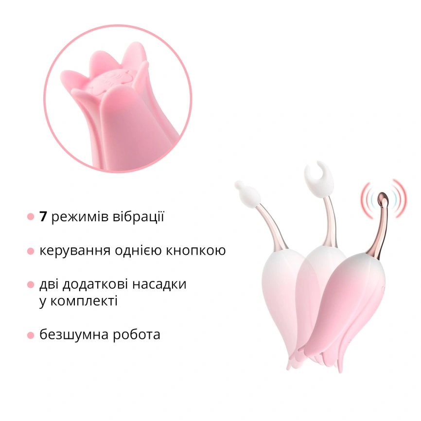 Ультразвуковой вибратор для клитора Otouch Bloom Ultrasonic Clitoris, 2 доп. насадки фото 21