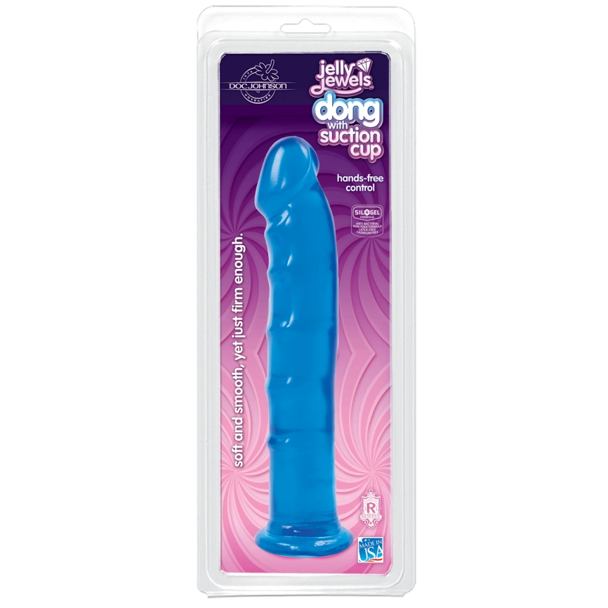 Фаллоимитатор Doc Johnson Jelly Jewels Dong & Suction Cup Blue, диаметр 3,6см, антибактериальный ПВХ фото 2