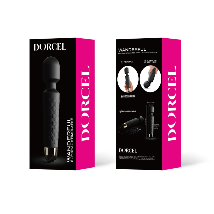 Мінівібромасажер Dorcel Wand Wanderful Black потужний, водонепроникний, 18 режимів роботи фото 5