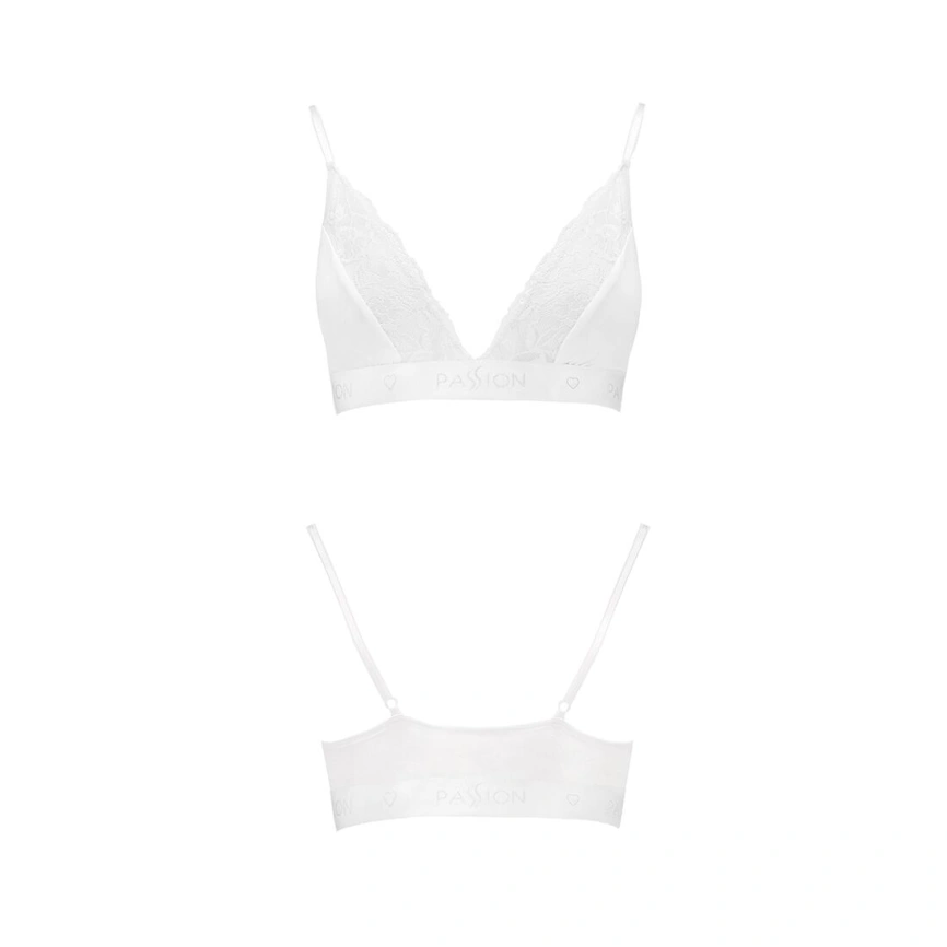 Эластичный топ с кружевом Passion PS001 TOP S, white фото 9