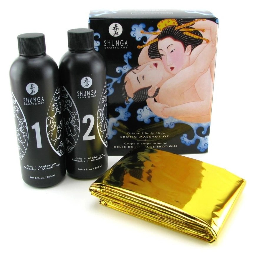 Гель для NURU-массажа Shunga Oriental Body-to-Body – Exotic Fruits (2 x 225 мл) плюс простыня фото 1
