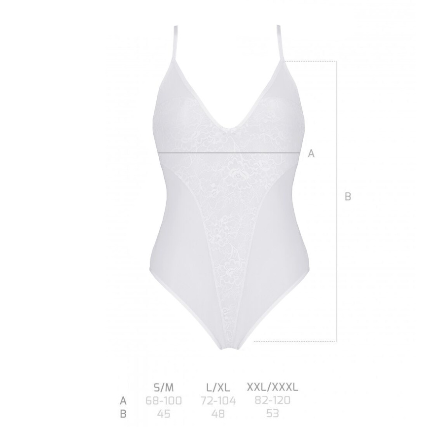 Боді з ажурним декором та відкритим кроком Passion URSULA BODY XXL/XXXL, white фото 5
