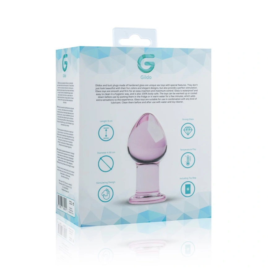 Розовая анальная пробка из стекла Gildo Pink Glass Buttplug No. 27 фото 5
