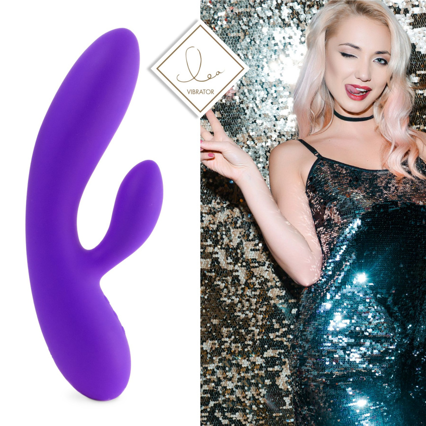 Гнучкий вібратор кролик з двома моторами FeelzToys Lea Rabbit Vibrator Medium Purple фото 2