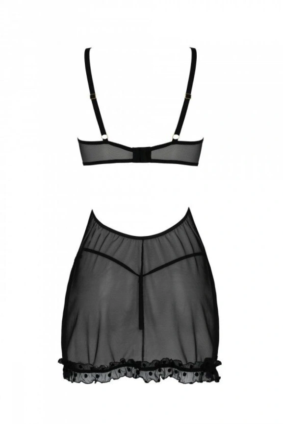 Эротический пеньюар Passion MARINA CHEMISE, S/M, black фото 4