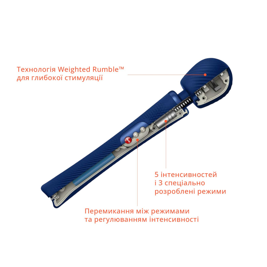 Вібромасажер Fun Factory VIM Vibrating Wand midnight blue, суперпотужний та легкий, до 6 годин роботи фото 5