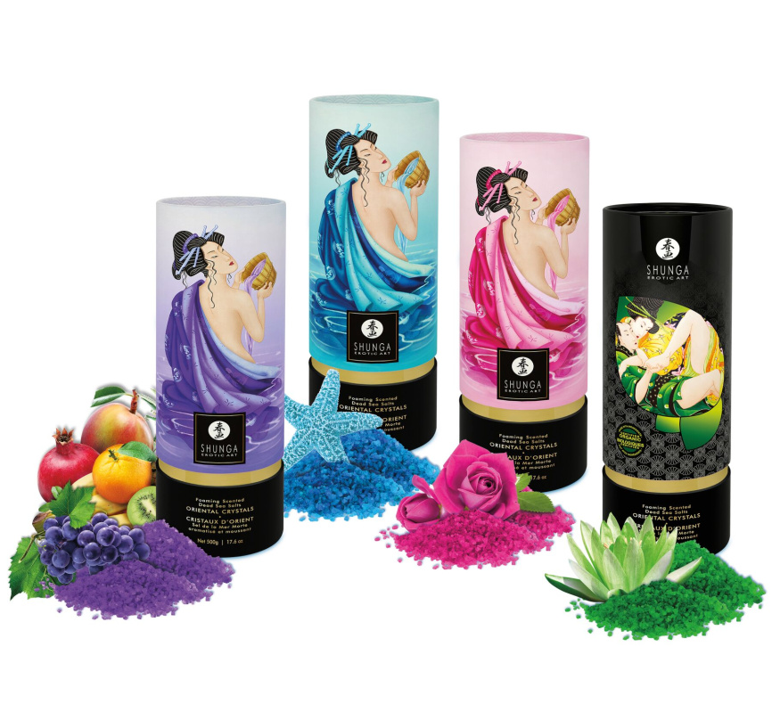 Пінлива сіль для ванни Shunga Dead Sea salt Oriental Crystals — Rose Petal (500 г), Мертвого моря фото 6