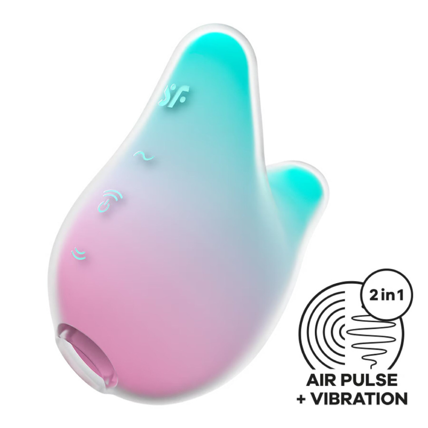 Вакуумний кліторальний стимулятор з вібрацією Satisfyer Mermaid Vibes Mint/Pink, 2 мотори фото 1