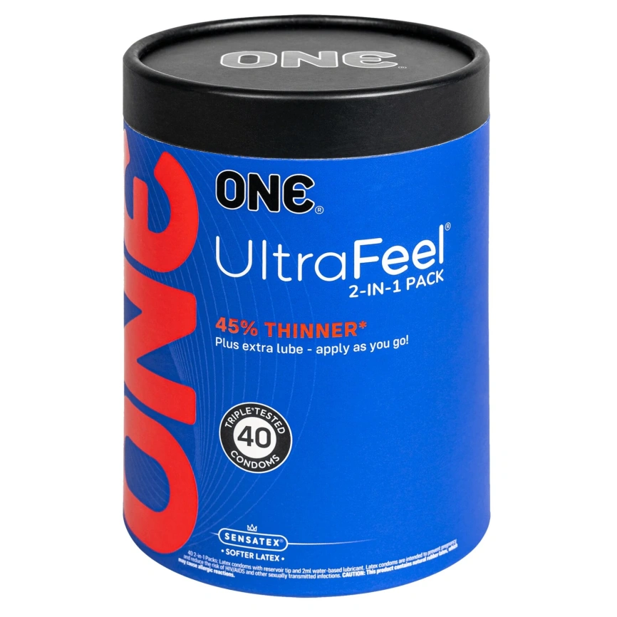 Презервативы ONE Ultra Feel, ультратонкие, с дополнительной смазкой, 40 шт, подарочная упаковка-тубус фото 1