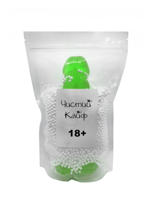 Мыло в форме пениса Чистий Кайф Green size XL, крафтовое мыло-член, натуральное фото 4