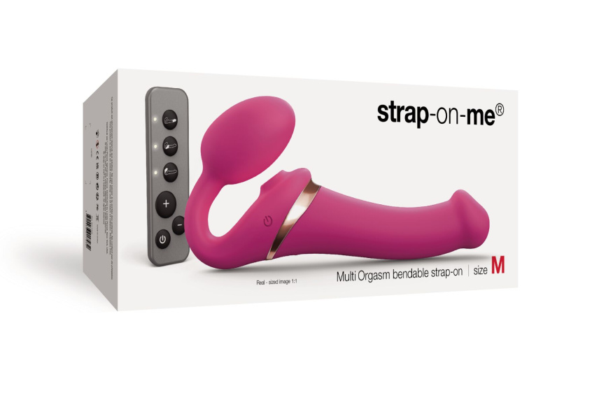 Безремінний вібрострапон з вакуумною стимуляцією Strap-On-Me MULTI ORGASM Fuchsia M, регульований фото 8