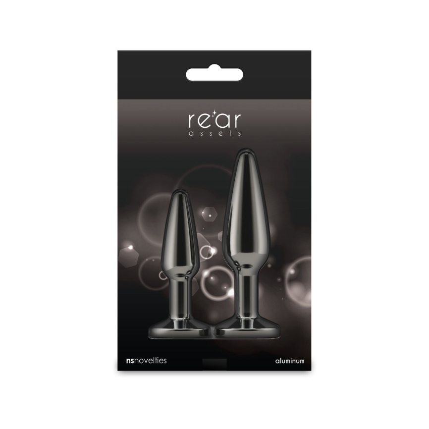 Набір анальних пробок NS Novelties Rear Assets - Tapered Trainer Kit - Gunmetal - Black фото 4