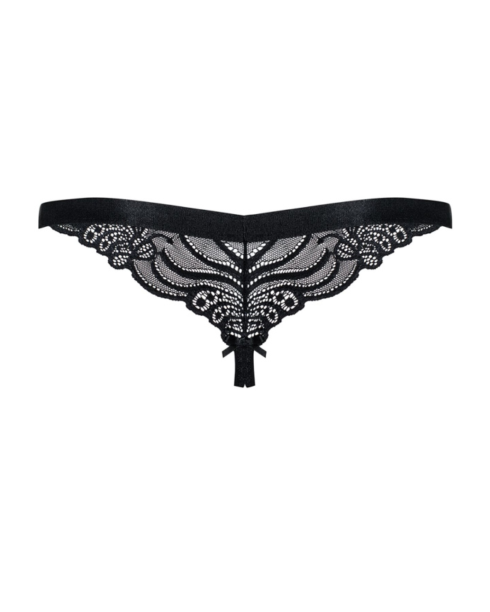 Мереживні танги з доступом Obsessive 828-THC-1 crotchless thong S/M, чорні фото 6
