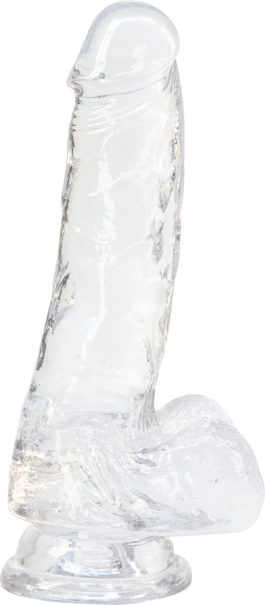 Прозрачный фаллоимитатор на присоске ADDICTION — Clear Dildo with Balls 7″, вибропуля в подарок фото 1
