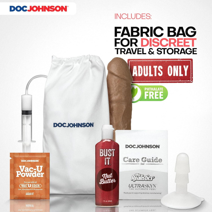 Фалоімітатор, що кінчає Doc Johnson The Realistic Cock ULTRASKYN - Squirting 9,5 Inch Caramel фото 4
