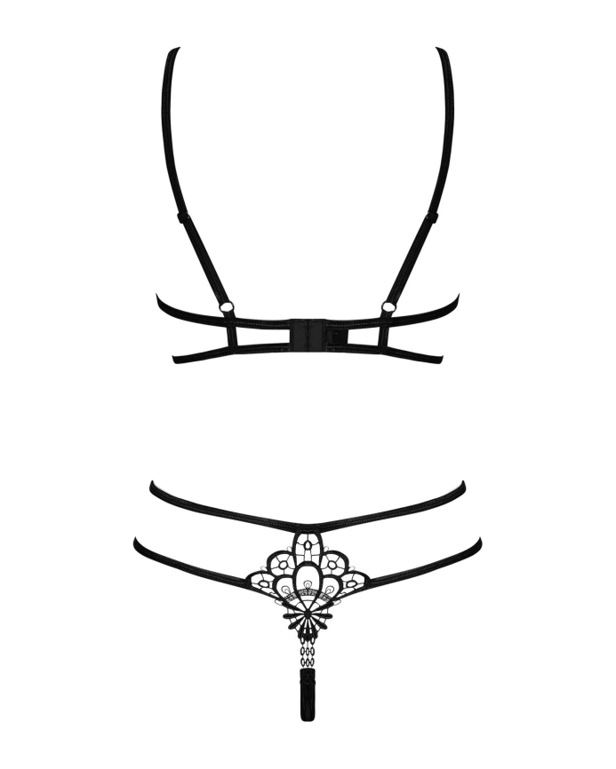 Эротический комплект из стреп Obsessive Badossa 2-pcs set L/XL, черный, с доступом фото 6
