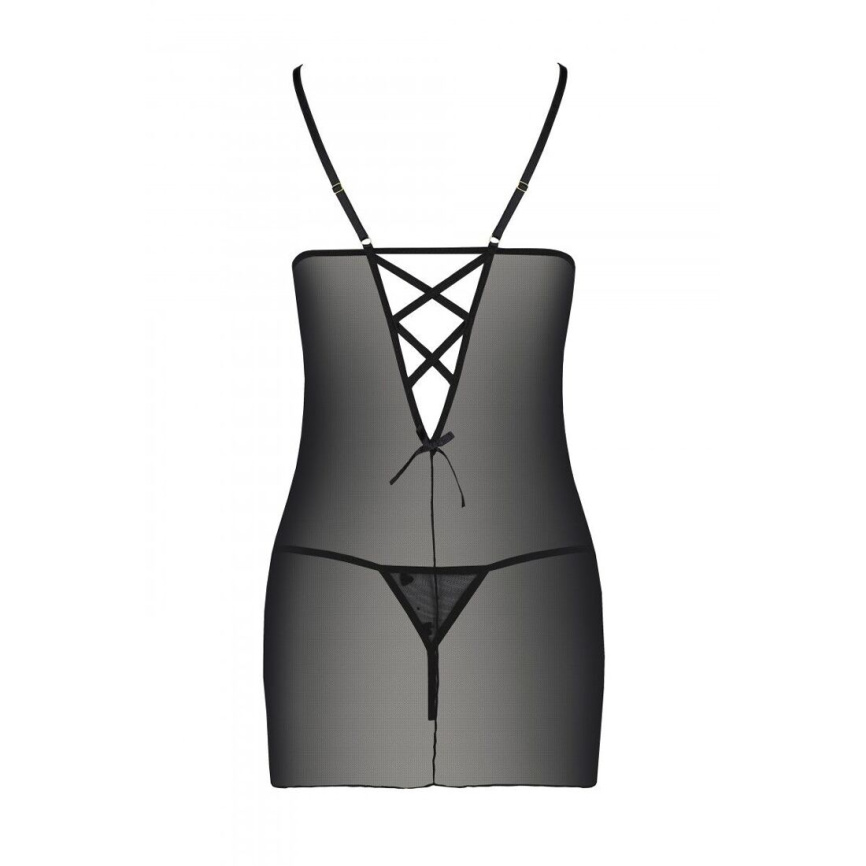 Сорочка з вирізами на грудях, стрінги Passion LOVELIA CHEMISE L/XL, black фото 6