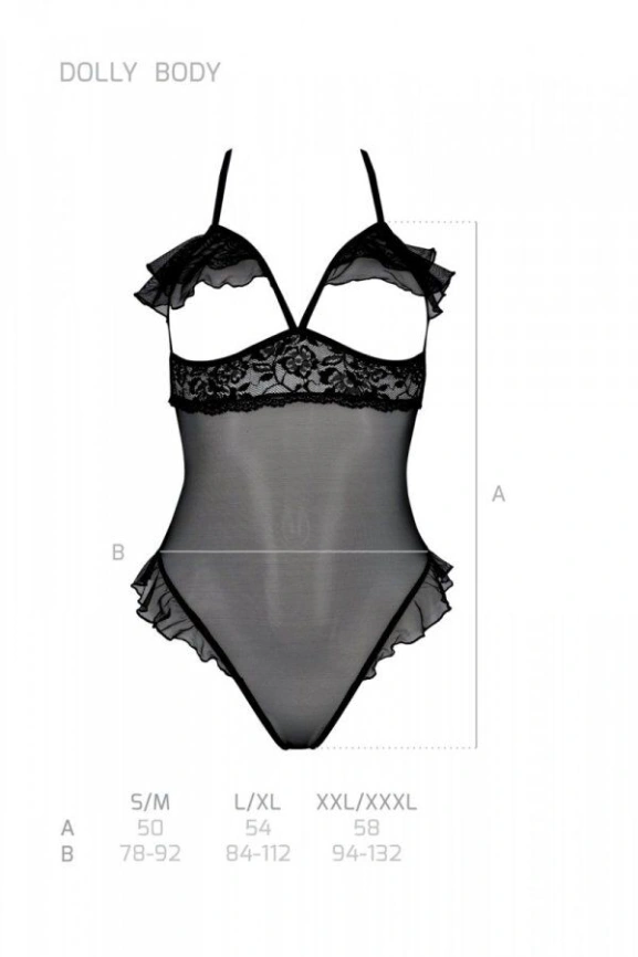 Эротическое боди Passion DOLLY BODY, L/XL, black, с открытыми чашками фото 4