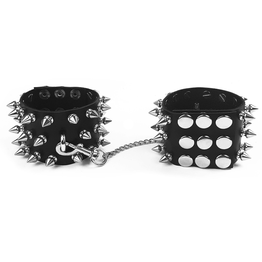 Наручники з шипами Art of Sex - Rose Spiked Leather Handcuffs, натуральна шкіра фото 2