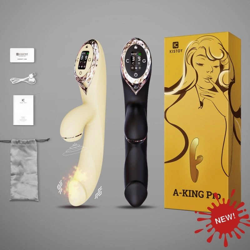 Вакуумный вибратор-кролик с подогревом KISSTOY A-King Pro Yellow, с LED-экраном фото 5