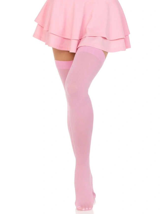 Плотные непрозрачные чулки Leg Avenue Opaque Nylon Thigh Highs Pink, One Size фото 3