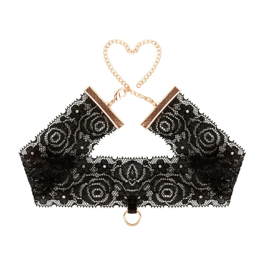 Мереживні наручники та комір Rosy Gold - Lace Cuffs and Collar - Black фото 5