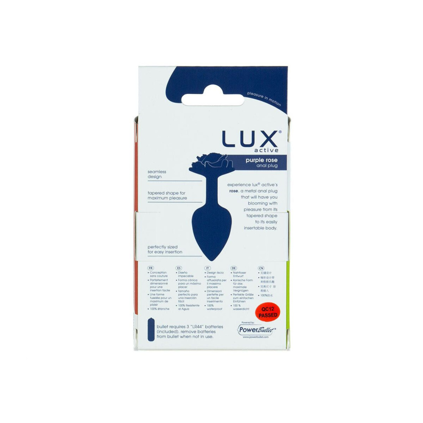 Металева анальна пробка Lux Active з трояндою - Rose Anal Plug - Purple, віброкуля в подарунок фото 6