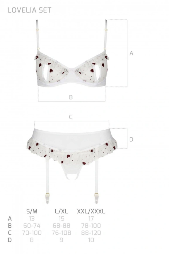 Сексуальный комплект с поясом для чулок Passion LOVELIA SET XXL/XXXL, white фото 7