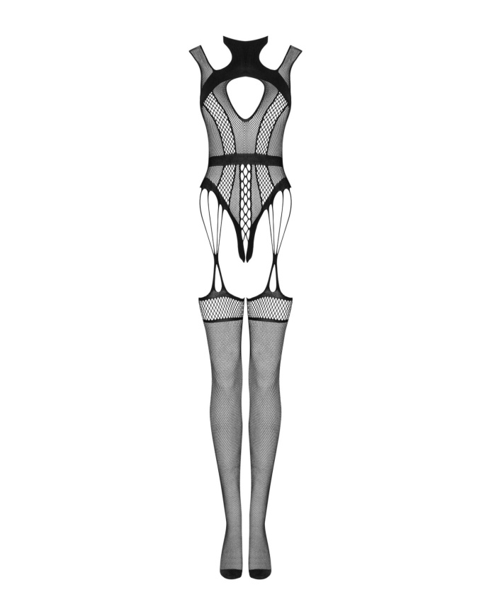 Ажурний бодістокінг з отворами Obsessive Bodystocking G327 black S/M/L, комбінезон, з доступом фото 5