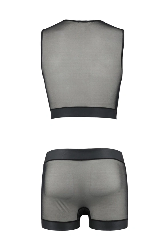 Комплект мужского белья на шнуровке Passion 053 SET WILLIAM XXL/XXXL Black, жилет, боксеры фото 4