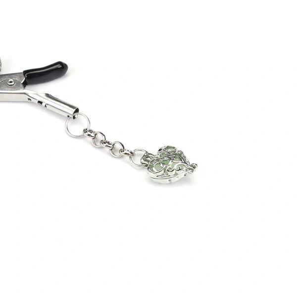 Зажимы для сосков с сердечком Liebe Seele Glow-in-dark Nipple Clamps Green, светятся в темноте фото 2