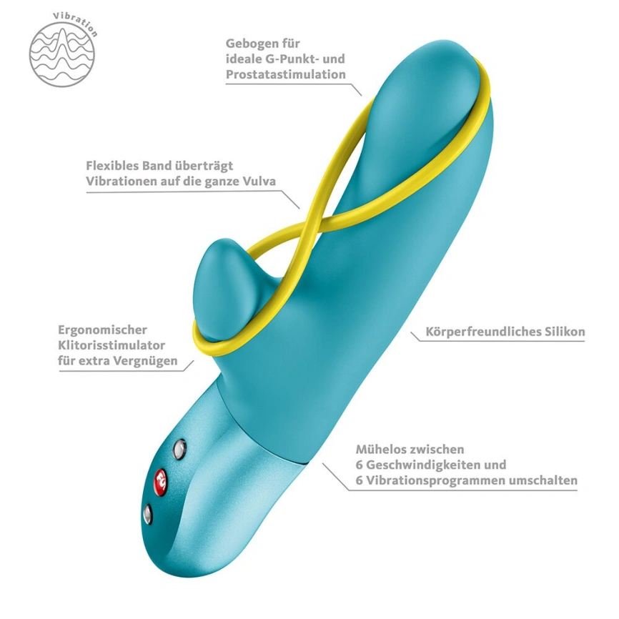 Мини вибратор-кролик со стимулирующей лентой Fun Factory AMORINO Aquamarine, лента съемная фото 5