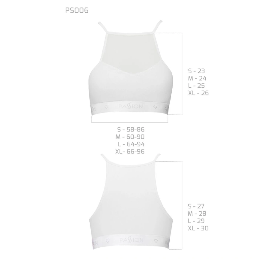 Спортивный топ с прозрачной вставкой Passion PS006 TOP L, white фото 10