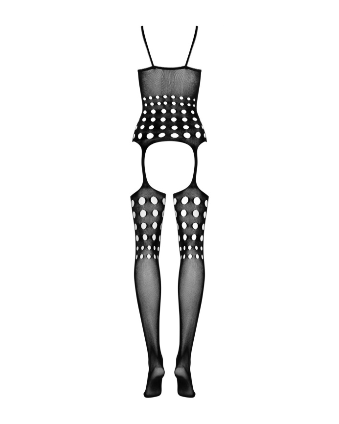 Бодістокінг Obsessive Bodystocking G310 S/M/L, топ, панчохи, підв’язки, круглі вирізи фото 6