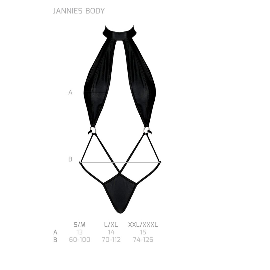 Боді-халтер з екошкіри Passion JANNIES BODY XXL/XXXL black фото 12