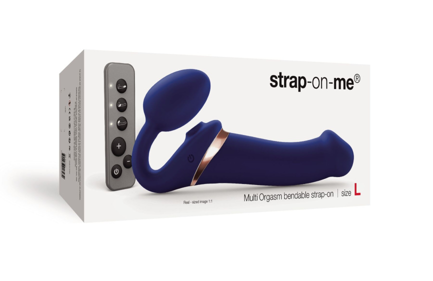 Безремінний вібрострапон з вакуумною стимуляцією Strap-On-Me MULTI ORGASM Blue L, регульований фото 8