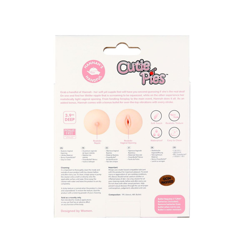 Мастурбатор-груди Cutie Pies Hannah's Handful - Pussy & Boob, глибина 9,9 см, віброкуля в подарунок фото 8