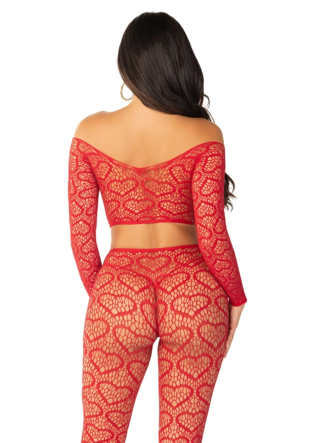 Комплект топ и леггинсы Leg Avenue Off The Shoulder, One Size, Red, длинный рукав фото 3