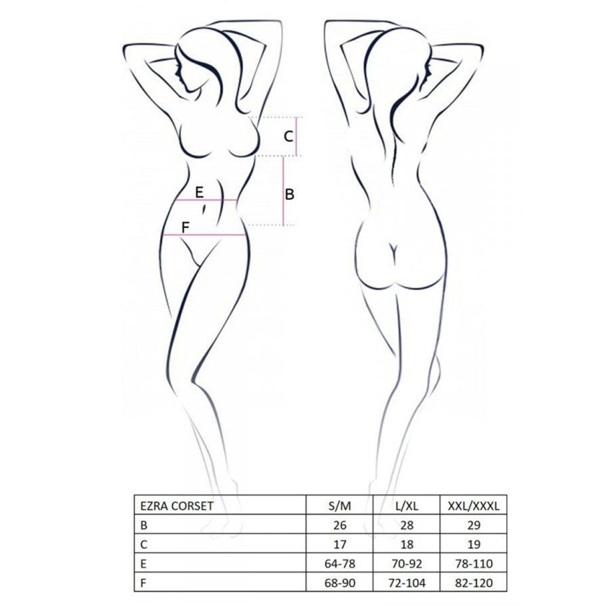 Корсет з декольте Passion ERZA CORSET L/XL, black, пажі, трусики, напівпрозорий фото 5