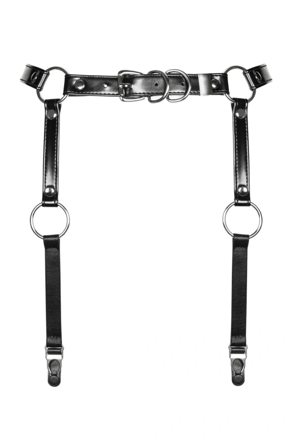 Гартеры Obsessive A741 garter belt black O/S, искусственная кожа фото 2