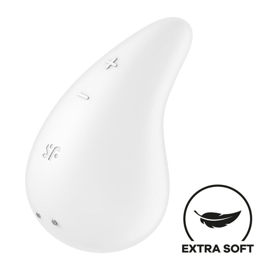 Вібратор для зовнішньої стимуляції Satisfyer Dew Drop White, 2 мотори, 12 режимів, м’який корпус фото 1