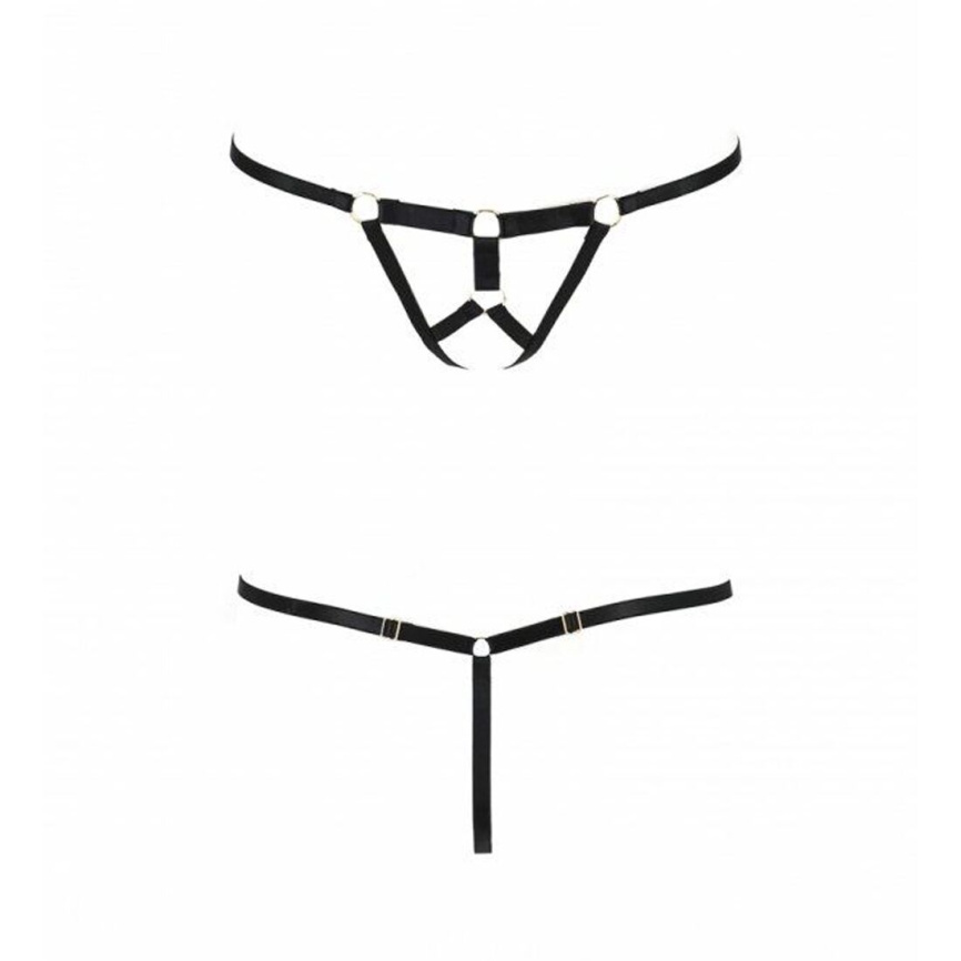 Трусики стрінги зі стреп Passion Exclusive ARMANDA THONG L/XL, black фото 5