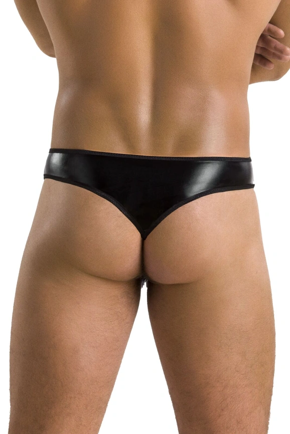Мужские стринги Passion 033 THONG PAUL XXL/XXXL Black, под латекс фото 2