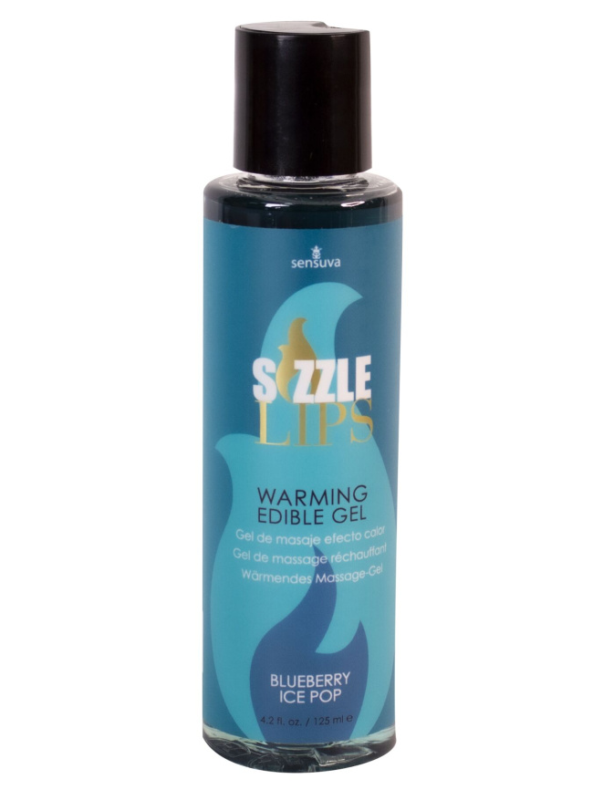Зігрівальний масажний гель Sensuva Sizzle Lips Blueberry Ice Pop (125 мл), без цукру, їстівний фото 1