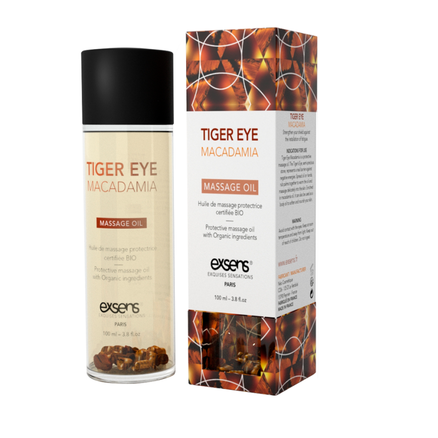 Масажна олія EXSENS Tiger Eye Macadamia (захист з тигровим оком) 100мл, натуральна фото 1