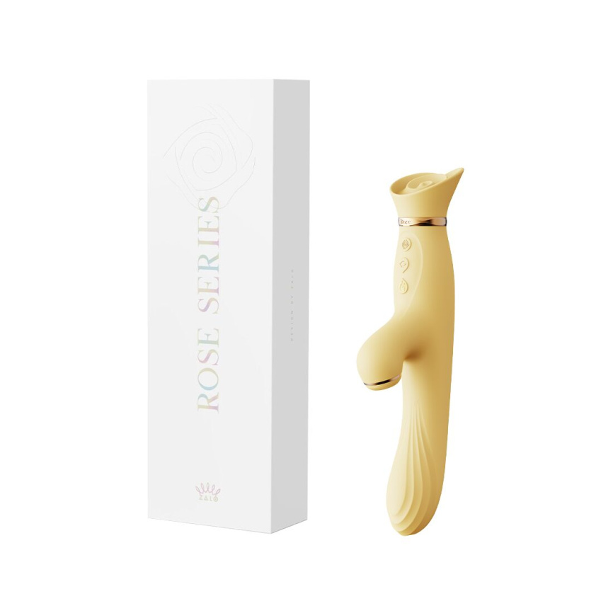 Вібратор з підігрівом та вакуумною стимуляцією клітора Zalo - ROSE Vibrator Lemon Yellow фото 9