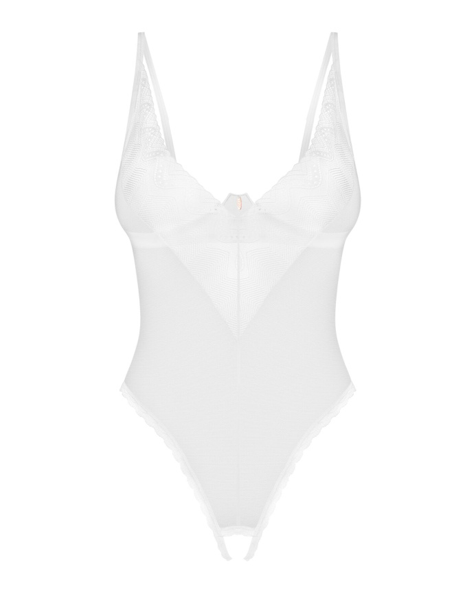 Боді з доступом Obsessive Alissium crotchless teddy, XS/S, ліф з м’якою чашкою, високі трусики фото 3