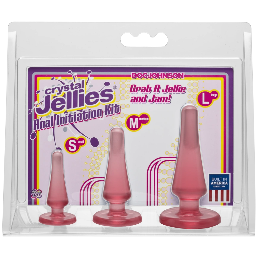 Набор анальных пробок Doc Johnson Crystal Jellies - Pink, макс. диаметр 2см - 3см - 4см фото 2