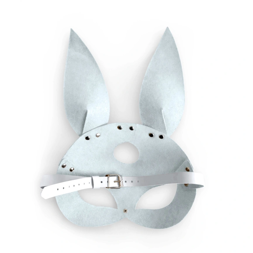 Кожаная маска Зайки Art of Sex - Bunny mask, цвет Белый фото 4