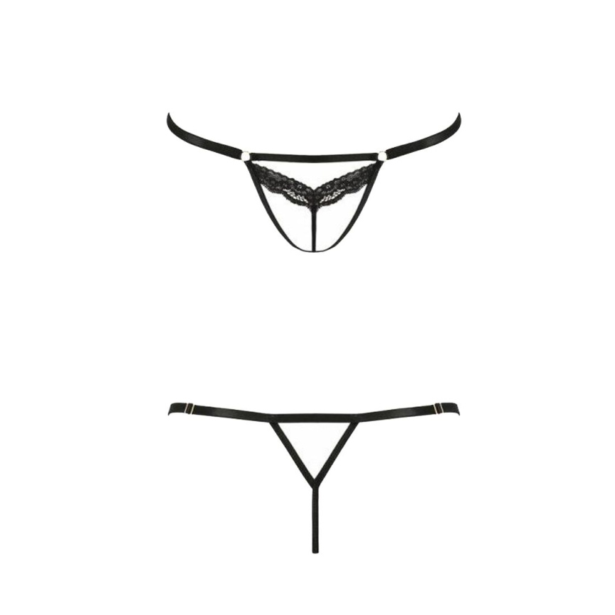 Відверті трусики-стрепи з мереживом Passion Exclusive SOLON THONG XXL/XXXL, black фото 8